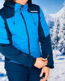 REUSCH - Giacca da sci uomo  blu con cappuccio impermeabile traspirante e antivento