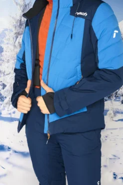 REUSCH - Giacca da sci uomo  blu con cappuccio impermeabile traspirante e antivento