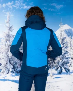 REUSCH - Giacca da sci uomo  blu con cappuccio impermeabile traspirante e antivento
