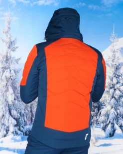 REUSCH - Giacca da sci uomo rosso e blu con cappuccio impermeabile traspirante e antivento