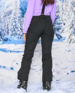 REUSCH - Pantalone da sci donna nero con salopette impermeabile traspirante e antivento