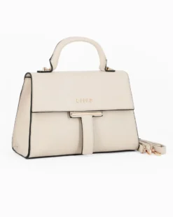 RIFLE - Borsa a mano beige con patta e tasca posteriore, tracolla removibile