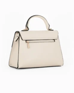 RIFLE - Borsa a mano beige con patta e tasca posteriore, tracolla removibile