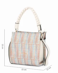 RIFLE - Borsa a mano multicolor effetto intreccio con manico intrecciato e tre scomparti principali, tracolla removibile