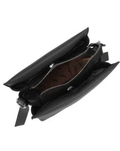 RIFLE - Borsa a mano nera con manico intrecciato e tre scomparti principali, tracolla removibile