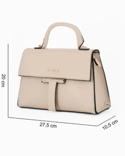 RIFLE - Borsa a mano taupe con patta e tasca posteriore, tracolla removibile