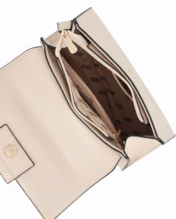 RIFLE - Borsa a mano taupe con patta e tasca posteriore, tracolla removibile