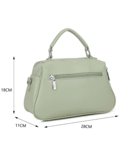 RIFLE - Borsa a mano verde salvia con due scomparti principali e finte tasche frontali, tracolla removibile