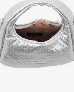 RIFLE - Borsa a spalla argento trapuntata con tracolla removibile