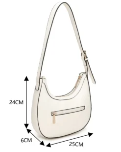RIFLE - Borsa a spalla avorio con tasca posteriore e finte tasche frontali
