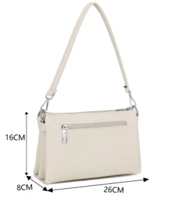 RIFLE - Borsa a spalla beige con cinque scomparti interni, tasca frontale e posteriore, tracolla removibile