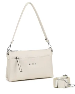 RIFLE - Borsa a spalla beige con cinque scomparti interni, tasca frontale e posteriore, tracolla removibile
