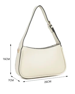 RIFLE - Borsa a spalla beige con dettaglio intreccio frontale, tracolla removibile