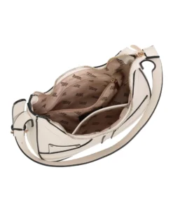 RIFLE - Borsa a spalla beige con tasca posteriore e finte tasche frontali