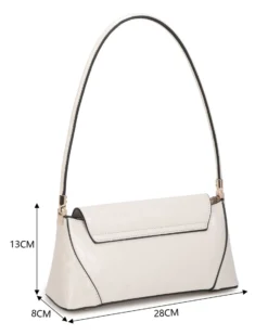 RIFLE - Borsa a spalla beige lucida con patta e chiusura a incastro