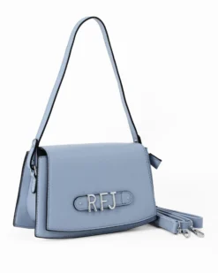 RIFLE - Borsa a spalla celeste con patta e tasca posteriore, tracolla removibile