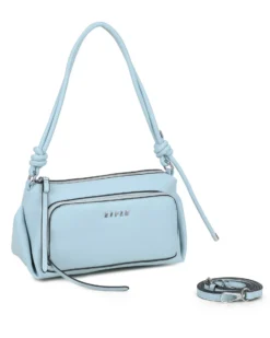 RIFLE - Borsa a spalla celeste con tasca frontale e tracolla removibile