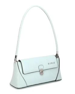 RIFLE - Borsa a spalla celeste lucida con patta e chiusura a incastro