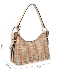 RIFLE - Borsa a spalla multicolor effetto intreccio, tracolla removibile