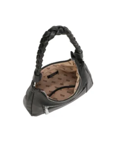 RIFLE - Borsa a spalla nera con manico intrecciato, tracolla removibile