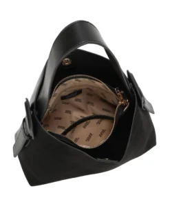 RIFLE - Borsa a spalla nera con parte frontale scamosciata, tracolla removibile