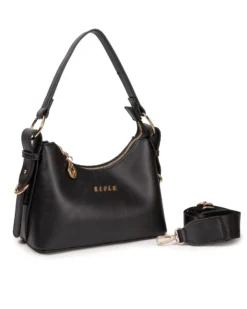 RIFLE - Borsa a spalla nera, tracolla removibile