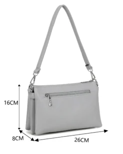 RIFLE - Borsa a spalla perla con cinque scomparti interni, tasca frontale e posteriore, tracolla removibile
