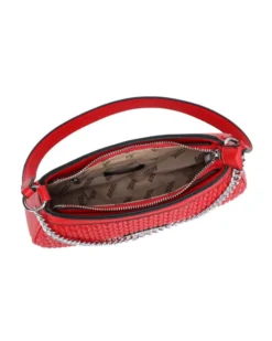 RIFLE - Borsa a spalla rossa con catenina e parte frontale trapuntata, tracolla removibile