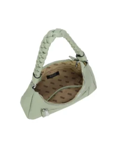 RIFLE - Borsa a spalla salvia con manico intrecciato, tracolla removibile