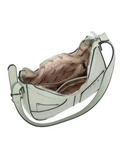 RIFLE - Borsa a spalla verde salvia con tasca posteriore e finte tasche frontali
