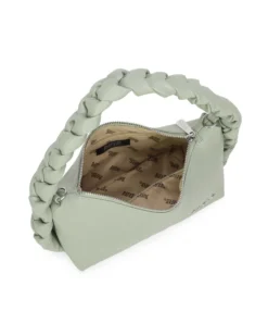 RIFLE - Borsa a spalla verde salvia con manico intrecciato, tracolla removibile