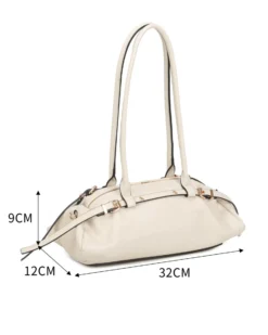 RIFLE - Borsa baguette a spalla avorio con fibbie, tracolla removibile