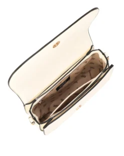 RIFLE - Borsa beige con tre scomparti interni e treccia sulla patta, tracolla removibile