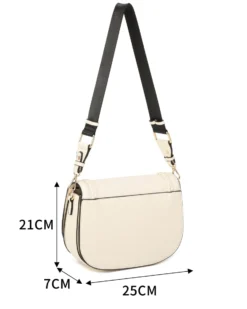RIFLE - Borsa beige con tre scomparti interni e treccia sulla patta, tracolla removibile