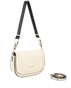 RIFLE - Borsa beige con tre scomparti interni e treccia sulla patta, tracolla removibile