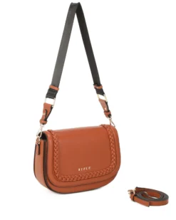 RIFLE - Borsa cuoio con tre scomparti interni e treccia sulla patta, tracolla removibile