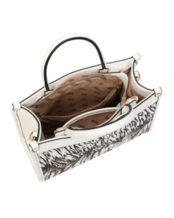 RIFLE - Borsa due manici animalier bianca con tasca posteriore, tracolla removibile