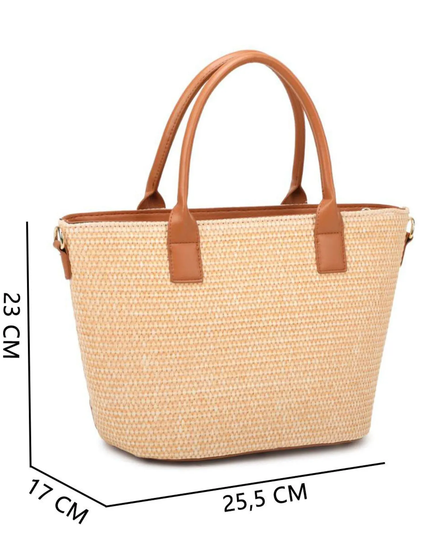 RIFLE - Borsa due manici beige con tre scomparti interni e trama a intreccio, tracolla removibile