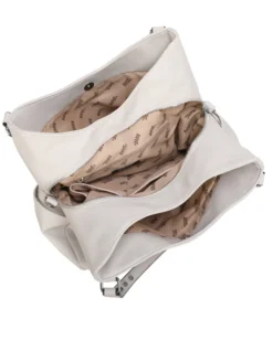 RIFLE - Borsa due manici beige con dettaglio cuore pendente, tracolla removibile