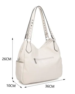 RIFLE - Borsa due manici beige con dettaglio cuore pendente, tracolla removibile