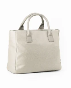 RIFLE - Borsa due manici bianca con doppia tasca frontale, tracolla removibile