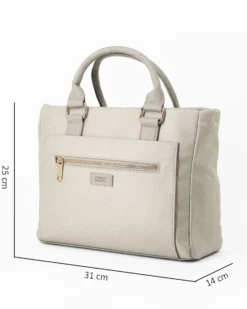 RIFLE - Borsa due manici bianca con doppia tasca frontale, tracolla removibile