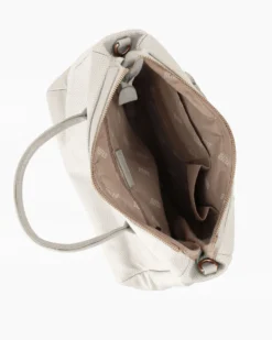 RIFLE - Borsa due manici bianca con doppia tasca frontale, tracolla removibile