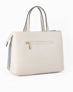 RIFLE - Borsa due manici blu con parte frontale intrecciata, tasca posteriore e tre scomparti interni, tracolla removibile