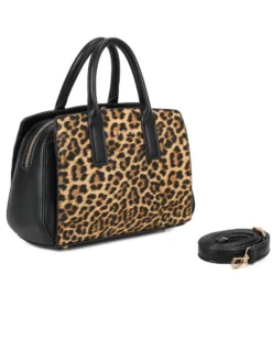 RIFLE - Borsa due manici leopardata con tre scomparti principali, tracolla removibile