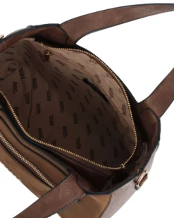 RIFLE - Borsa due manici marrone con parte frontale scamosciata, tracolla removibile