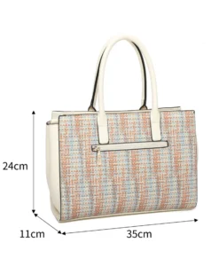 RIFLE - Borsa due manici multicolor effetto intreccio con tasca posteriore, tracolla removibile