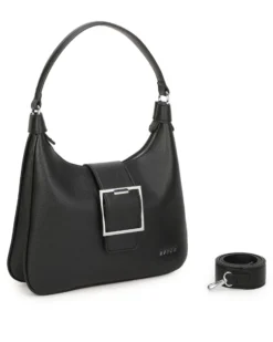 RIFLE - Borsa hobo bag nera con fibbia