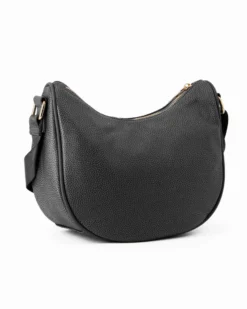 RIFLE - Borsa mezzaluna nera con tasca frontale