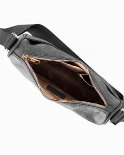 RIFLE - Borsa mezzaluna nera con tasca frontale
